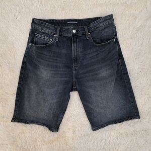 Vtg CK Calvin Klein High Waisted Baggy Denim Shorts Light Wash 34 Dadcore